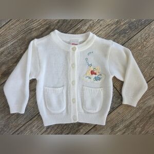 Vintage Disney Store Winnie Pooh White Cardigan Sz 9 Months